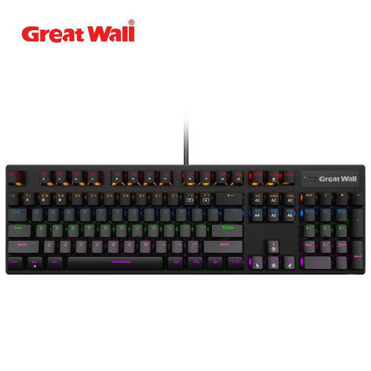 长城（GreatWall）原装K845机械键盘游戏适用USB有线青轴台式电脑办公商务混光网咖
