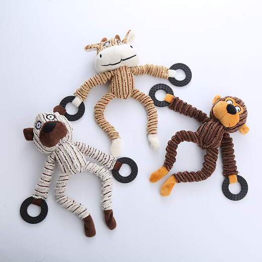 Pet Toys Corduroy Dog Sound Malling Plush Toy con anillo de goma Suministros de diversión interactivos resistentes a la mordedura