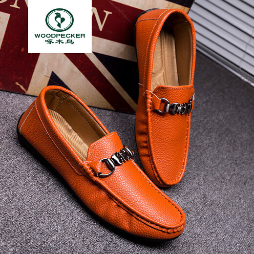 Specht Frühling und Sommer Neue Herren Beanie Schuhe Lazy Schuhe Low top treibende Lederschuhe weiche Oberfläche Weiche Sohle trendige Herren -Freizeitschuhe Weiß 9230 42