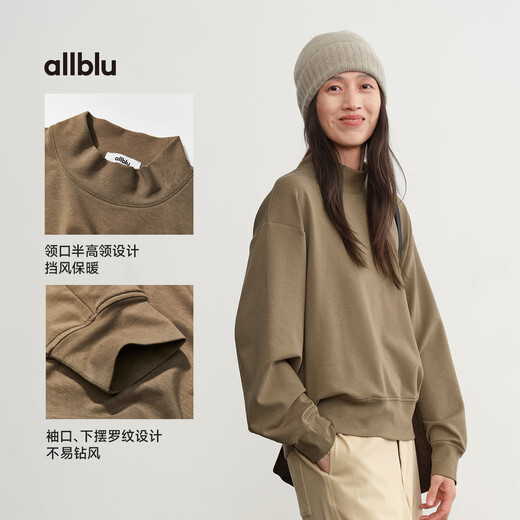 Youlan parent-child clothing Eucalyptus Q Highly recommended for stunning body feel 25 autumn and winter half turtleneck sweatshirt crisp and stylish gray khaki 165