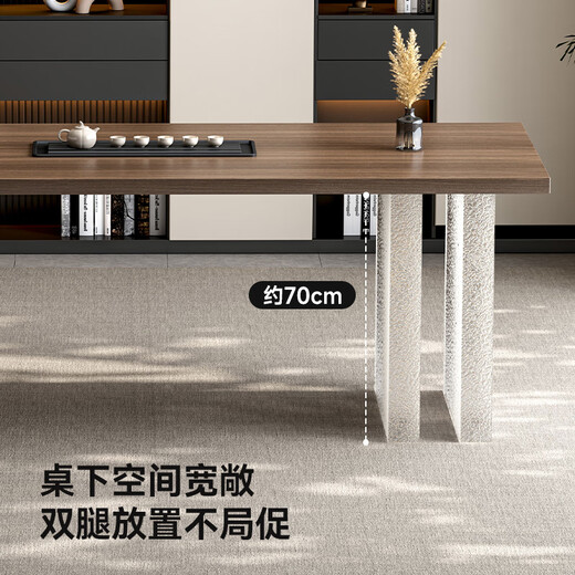 尚屋至美岩板岛台茶桌茶台烧水壶一体新中式办公室大板功夫泡茶桌SSC--826