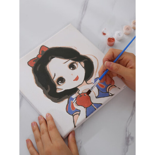 幸书diy数字油画填色儿童手工绘可爱动漫油彩画填充小尺寸解压装饰画 数字油画E2575 20*20厘米 x 实木内框+颜料画笔+参考图