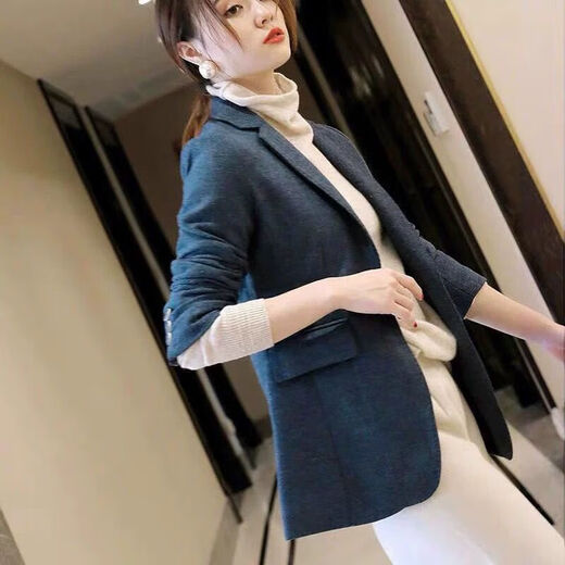 Luo Meng 2025 Spring and Autumn New Style Waist Fit Suit Jacket Design Niche Slim Casual Suit Women's Fashion Blue-1 234 Styles XL Recommended 100-110 Jin Jin equals 0.5 kg