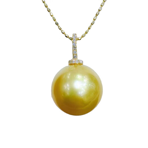 DL 1998 Fat Donglai same style South Sea pearl pendant 18k gold seawater necklace gold beads round strong light rich gold stud earrings 10-11mm