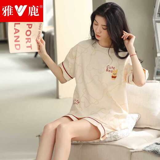 Yalu high-end pajamas for women in summer pure cotton shorts for wear outside 2025 new comfortable home clothing set 9855 M
