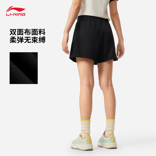 李宁迪士尼米奇联名系列丨短卫裤女2025新款休闲宽松运动裤AKSV692