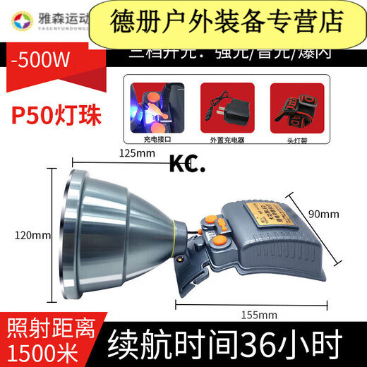 阿尤布户外防水充电锂电池手电筒强光头戴式头灯 YH-01/30W 23中号高亮双锂电YH-1278S升级版