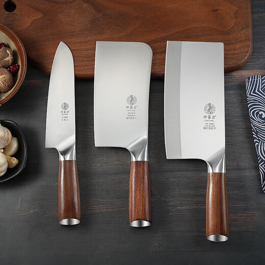 Dengjia-Messer, geschmiedet, 9 Chrom, 18 Molybdän-Vanadium-Stahl, Küchenmesser, Clip-Stahl, Haushalts-Schneidemesser, Messer für Damenköche, Dazu Longshui-Spezialmesser 9080 zum Schneiden + 9215 Knochenhackmesser + 3004 Mehrzweckmesser