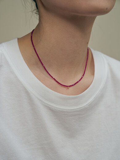 CAOXPAUSAANN spring and summer beads rose ruby faceted hand-beaded small gold beads niche design necklace rose red