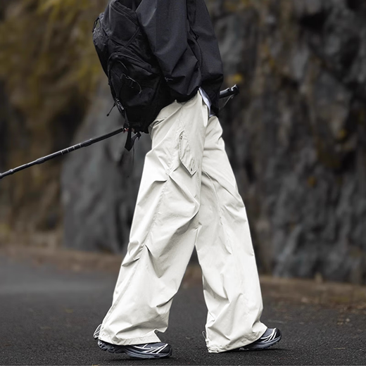 Pin Baoluo (Dingfengbaoluo) American outdoor paratrooper work pants men's spring and summer loose casual pleated design long trousers XP01 meter gray L