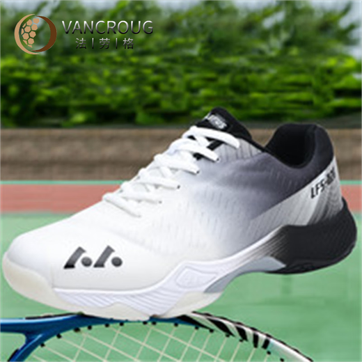 VANCROUG badminton shoes for men and women, new non-slip, wear-resistant, breathable, comprehensive sports training, professional tennis shoes for couples, white and black 36