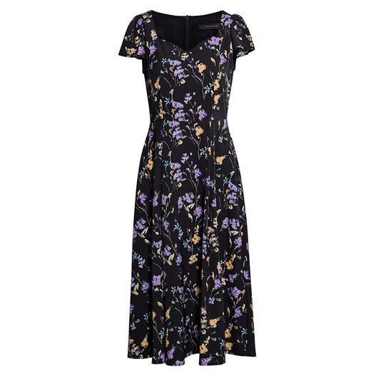 
ROEYSHOUSE French Puff Sleeve Large Sling Dress 2025 Summer New Temperament Beautiful Printed Mid-Long Dress 12107 Color XL