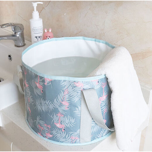 Raft core folding basin portable travel bucket foot soaking bucket travel face wash cloth bag basin portable water basin aluminum film insulation with lid yellow lemon