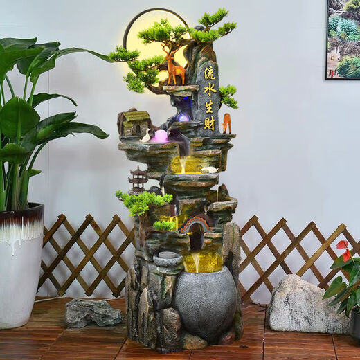 Ihre Sekretärin groß angelegte Landung Rockery Fließende Wasserbrunnen Ornamente eröffnen Geschenk Wohnzimmer Reichtum Feng Shui Wheel Hochbergzirkulation Wasserdekoration 9923 Kleine Trompetenhöhe 108 cm
