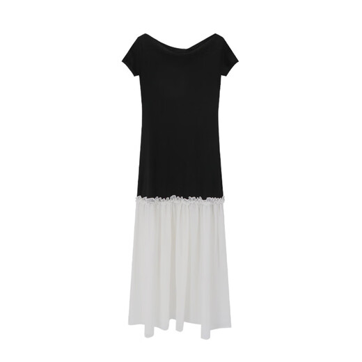 
Inside and Outer Spring 2025 Sleeveless Spliced ​​Chiffon Hem Fake Two-Piece Dress A1105 Blue L