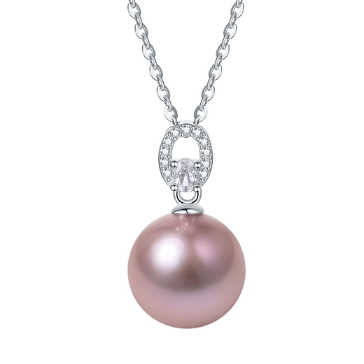 Saturday Fu Purple Edison Pearl S925 Silver Necklace Birthday Gift X0614365 Nearly Round 10-11mm