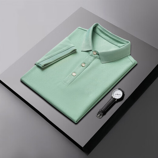 HAILAN PRIX SPÉCIAL TEPLER T-shirt à manches courts Couleur masculine Couleur solide simple Suisse d'été de soie glace polyvalente avec Polo à demi-manche QY686 3XL