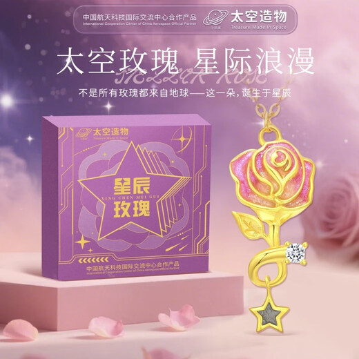 Space Creation Star Rose Meteorite Necklace Cooperation Product of China Aerospace Science and Technology International Exchange Center Fluorescent Version