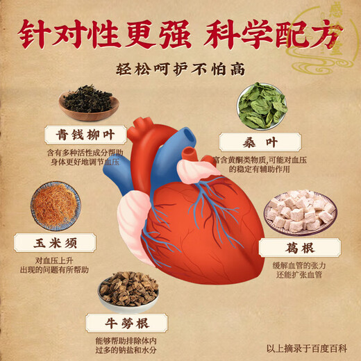 Beijing Tongrentang Qingqianliu Scarleta Holilla Holilla Hipotensión Té Asistido en disminuir la presión arterial Mayor Presión arterial Especial tres té alto que baja la glucosa en sangre y té de presión lipídica [Compre 2 Obtenga 1 inútil para regresar] Paquete de experiencia