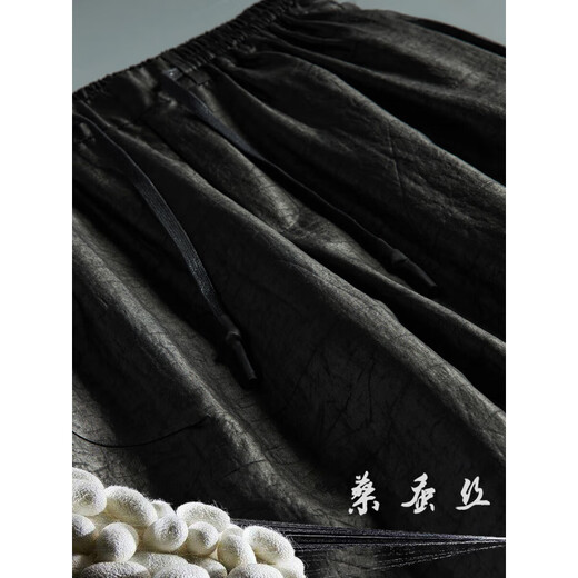 Aigechen Xiangyunsha casual pants for men in summer Chinese style men Xiangyunsha mulberry silk trousers loose large-size wide-leg pants black trousers 9226 average size 2XL recommended 145 to 160 Jin [Jin equals 0.5 kg]