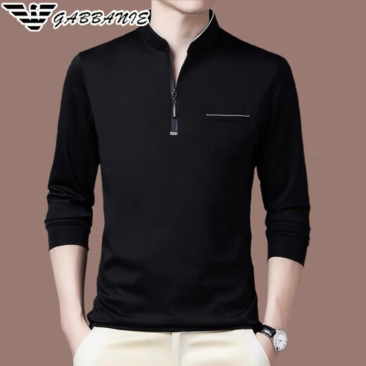 Falamone Armani Herren langärmelige Stand-Collar-T-Shirt High-End Business Cason Cotton Sweatshirt Spring Neues Basishemd Trend GA/6625 Green Plüsch S 165/84a