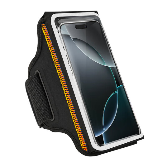 JCZS running mobile phone arm bag for men and women, thin and touch-screen anti-sweat outdoor fitness Apple Huawei mobile phone sports arm bag black