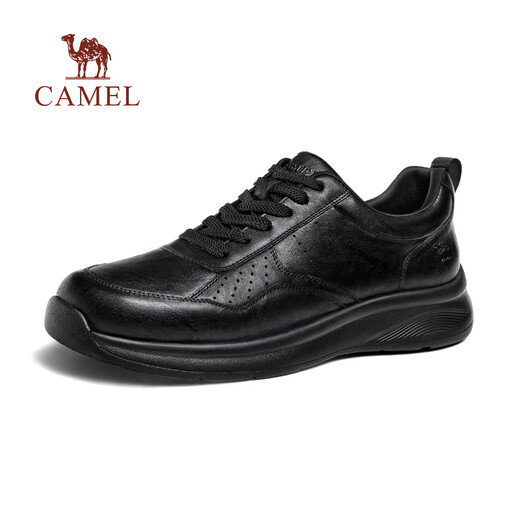 Camel Men's Shoes 2025 Autumn New Breathable Genuine Leather Soft Sole Comfortable Commuting Casual Business Sports Leather Shoes for Men G15A220076 Black 42