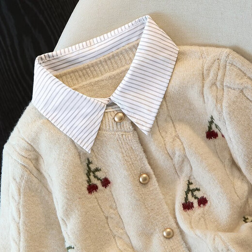 Sibaishe fake two-piece sweater 2025 autumn new women's fashion splicing lapel single-breasted top