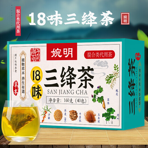 Wanming Sanjiang Tea Herbal Sanjiang Tea, Bag of Tea Corn Shave Mulberry Leaf Tea Green Money Willow Tea 2 Boxes [Basic Pack] 1 shot 2