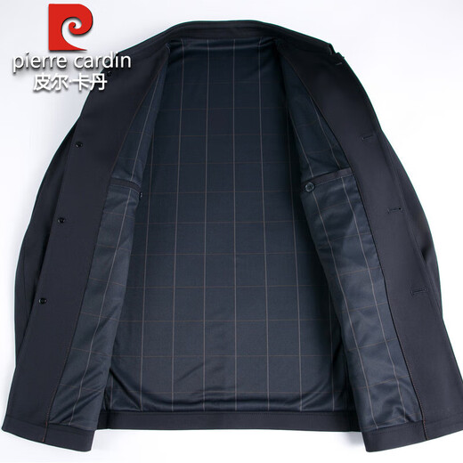 Pierre Cardin High-End Mulberry Silk Jacket Men's 2025 Spring and Autumn New Middle-aged and Old Dad Lapel Business Leader Large Size Jacket Button Style Navy XL 180 140-160Jin Jin is equal to 0.5 kg