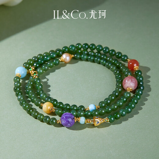 IL&CO Youke Oriental Tibetan Spirit Light Luxury Hetian Jade Necklace Women's Fashion Birthday Valentine's Day Gift for Girlfriend and Wife Everything is worry-free Jasper + Duobao Necklace
