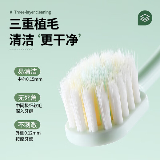
RAOYI high density wide head soft bristle toothbrush for gum protection sensitive gums [pink + rice + green] elegant soft bristle 3 pieces