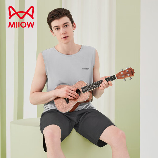 Catman Miiow Pajama en coton modal haut de gamme short de gilet d'été pour hommes minces de pyjamas masculins Les vêtements de maison peuvent être portés à l'extérieur de la roche gris bxm679b l