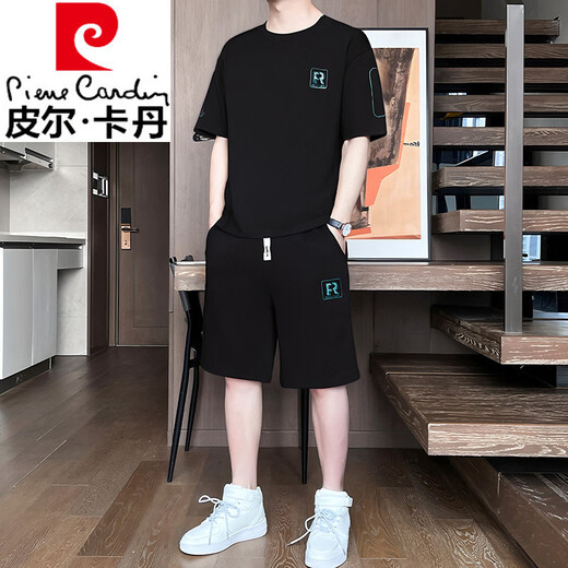 Pierre cardin men's short-sleeved T-shirt 2025 new fashion trend casual sports suit loose versatile simple breathable half-sleeved [Set] 829 khaki L recommended 120-140 Jin [Jin equals 0.5 kg]