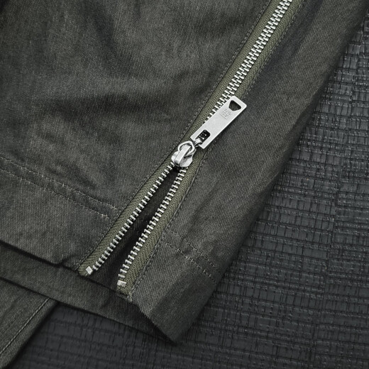 MeiYANG (MEIYANG) mountain work pants, retro motorcycle wrinkle zipper slit casual [big 70] dark green (extended version) L