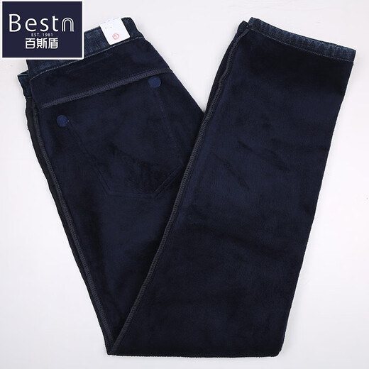 Jeans baisid pour hommes avec du velours épaissis de l'âge moyen et âgés hauts hauts droits daddy pantalon pour hommes style hiver BSD-9226 Black Black Automne et hiver sans velours 30 2 pieds 3 tour de taille