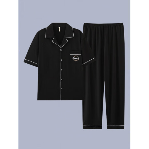 
Catman (MiiOW) 2025 new men's pajamas short-sleeved cotton suit summer men's trousers teenagers can wear home clothes outside G3884 blue-short-sleeved trousers XL [Suggested 120-140Jin [Jin equals 0.5 kg]]