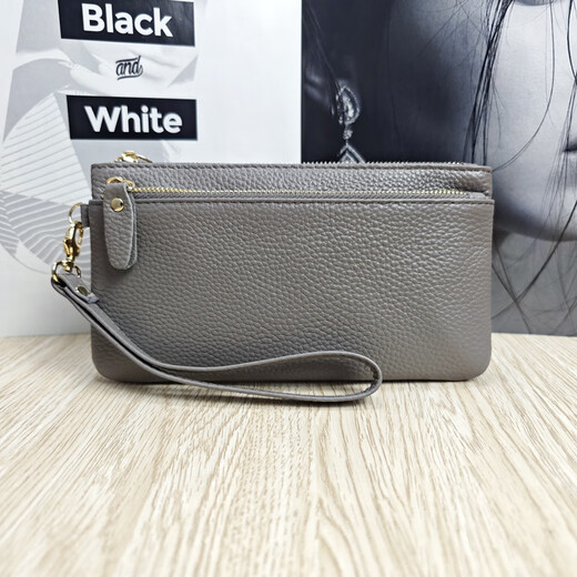 Neuer Stil stilvoller echtes Leder -Handgelenk -Tasche Multifunktion Münz Brieftasche für Frauen Handgrabung Bag schwarz - 16 cm * 9 cm