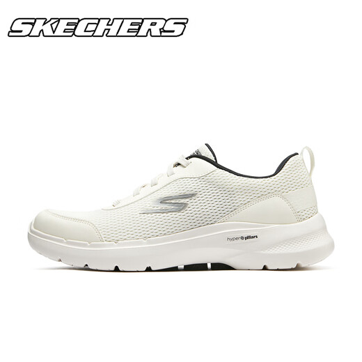 斯凯奇（Skechers）男鞋夏季新款黑武士网面透气跑步鞋子男轻便舒适减震运动鞋健步鞋 白色/黑色6625（一脚蹬） 42