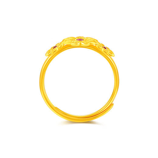 Mengjinyuan gold ring, solid gold inlaid with ruby ​​sunflower ring, adjustable birthday gift for girlfriend