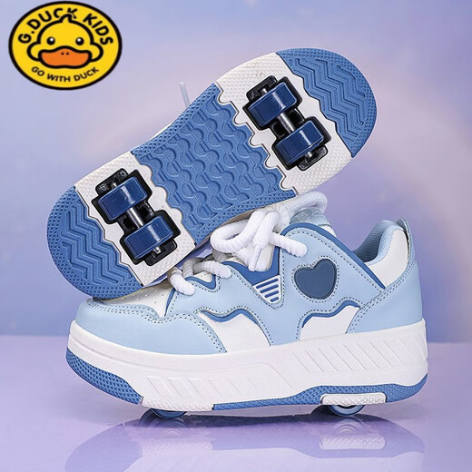 G.Duck Kids2025 Sacios de Rampage Rampage New Children Camas de cuatro ruedas Sneakers 'Double Wheels Skates puede caminar y Remollos Pink Four de 9930 REDETES DETRATEDES 29 Código estándar