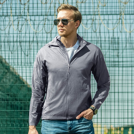 Longya Chaqueta cortavientos portátil ligera Longya de quinta generación de grado B4, chaqueta de protección solar informal de verano para exteriores, para desplazamientos, color gris acero titanio S 170/92A (120-140 Jin Jin equivale a 0,5 kg)