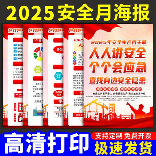 Yonghuan 2025 Mois de production de sécurité Affiche Affiche Factory Fire Sécurité Promotionnel Affiche Atelier de sécurité Slogan SLOGAN SCY1047 Package / 6 Photos-40x60cm