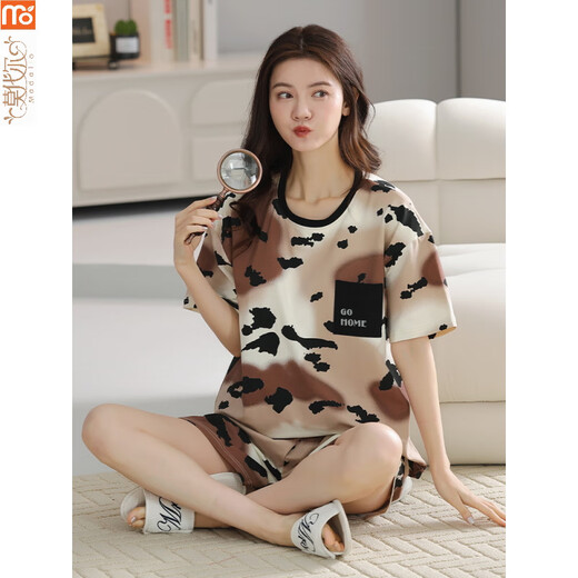 
Modal pajamas for women in summer 2025 new cartoon set short-sleeved cotton Korean style thin style for outdoor wear Y9855 M
