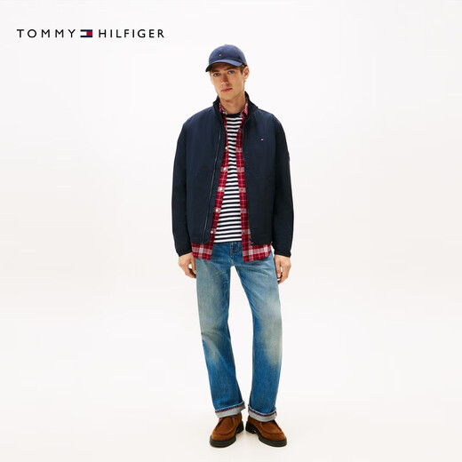 TOMMY HILFIGER casual stand collar 25 autumn and winter new men's trendy sports trim pocket business executive jacket navy blue DW5 L (recommended 150-165Jin Jin equals 0.5kg)