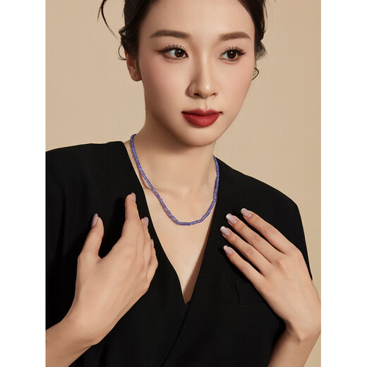 DL 1998 Fat Donglai same style tanzanite necklace jewelry Ziqi Donglai necklace 18K gold faceted clavicle necklace 3-4mm 42cm
