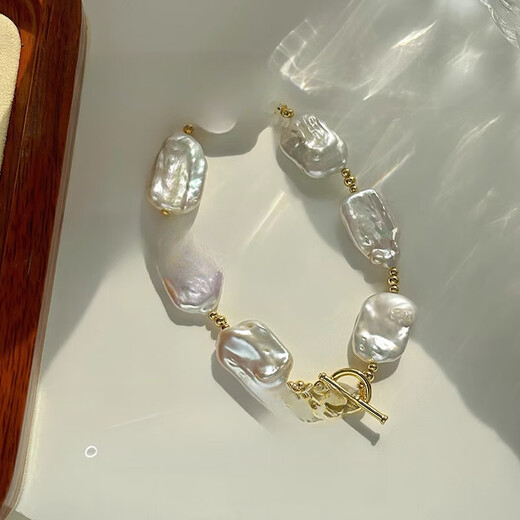 Fat Donglai same style pearl pendant without chain large baroque shaped white pearl beaded bracelet for women OT buckle bracelet