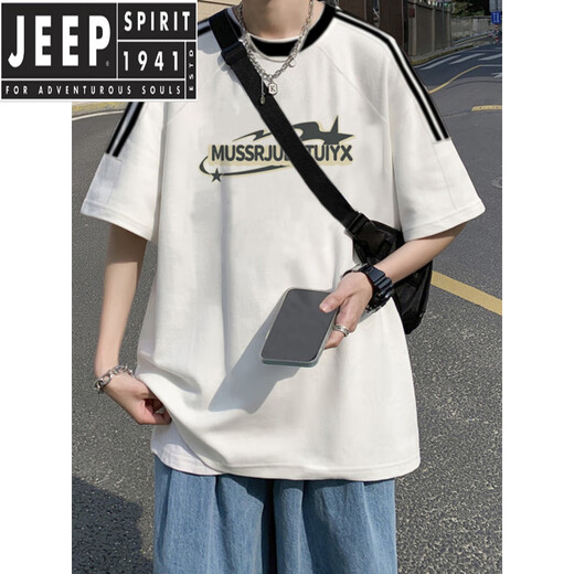 Jeep Spirit American rétro à manches courtes à manches courtes Summer 2025 Nouveau design lâche Niche Ins Top [3895 * WASP] White M 85-120Jin [Jin est égal à 0,5 kg]