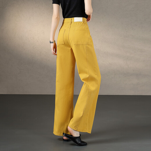 Demana entspannte und modische, lockere drapierte High-End-Jeans für Frauen 25 Jahre frische helle Farbe, gerade große Hose für Frauen