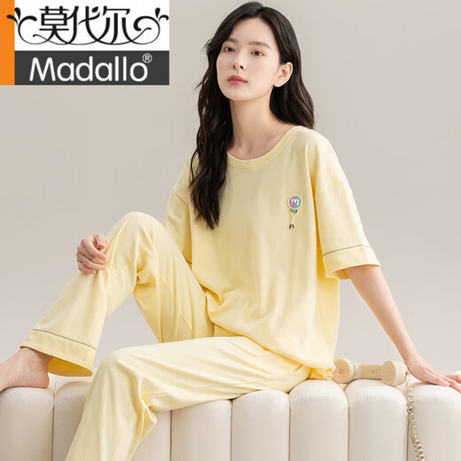 
Modal 2025 new pajamas for women in summer pure cotton short-sleeved trousers half-sleeved spring and autumn goose yellow home clothes summer women CM65029 [women] Z9712 M [recommended 80-100Jin [Jin equals 0.5 kg] wear]